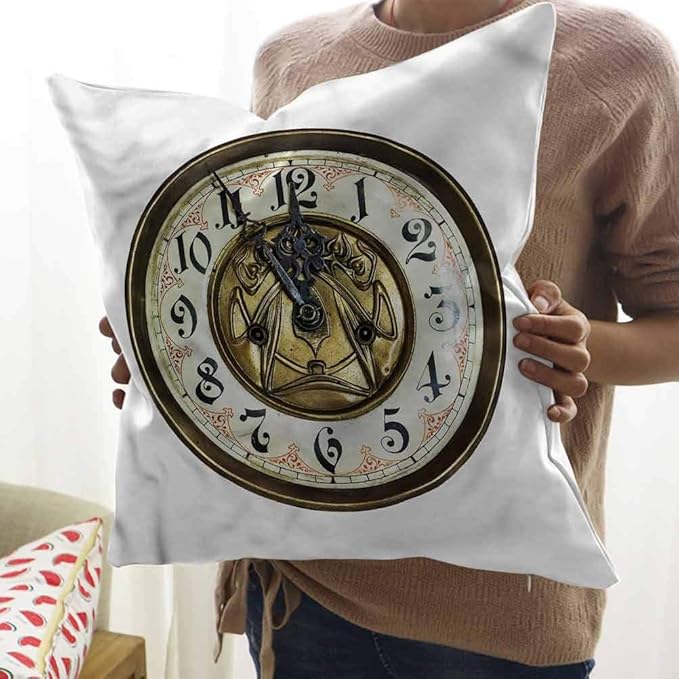Clock Pillow Case Cover Shams Antique Clock with Face Home