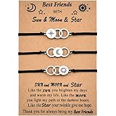 Sisadodo Best Friend Friendship Gifts for Friends Birthday Christmas Bracelet Gift for Besties Sun Moon Star Matching Bracelets