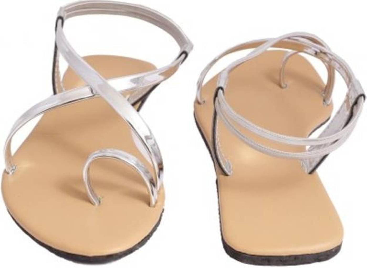 red choice collection women's & girls silver strap flat sandel