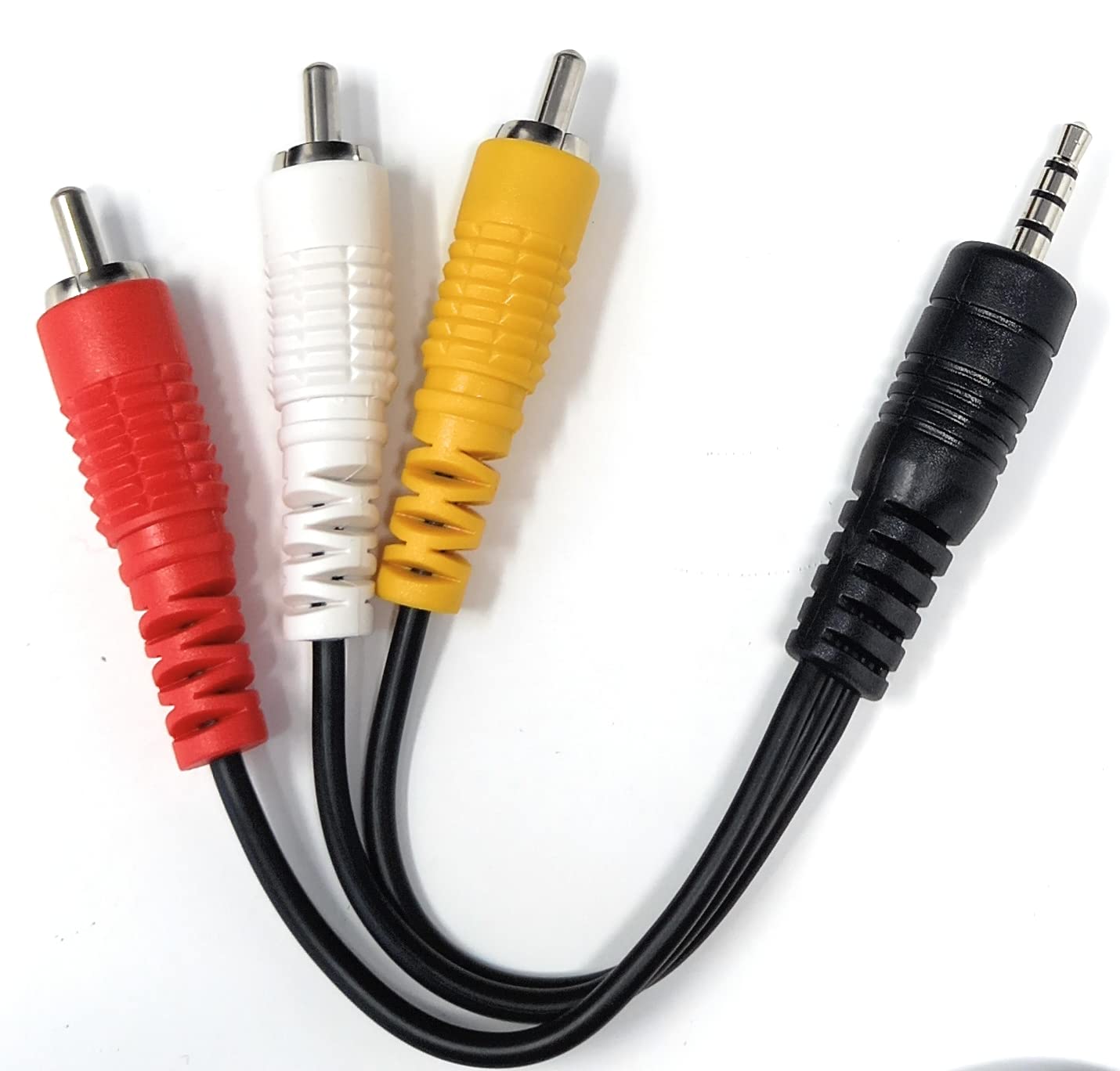 DRUT 25cm short 3.5mm 4 Pole Jack Plug to 3 x RCA Phono Composite Audio Video AV AUX Lead Cable 0.8ft — image 1