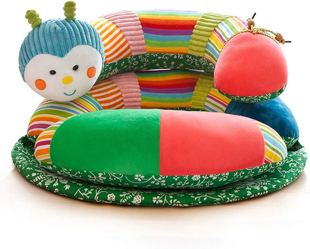 Warooma Cartoon Baby Prop-A-Pillar Tummy Time and Seated Support Safe Learning Sitting Sofa Short Plush Infant Toys Caterpillar Attachable Activity Seated Mat for 0-2 Years Old baby