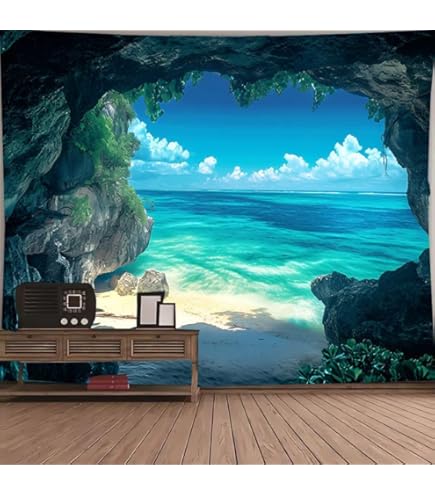 FENDROM Beach Tapestry - Tropical Ocean Scenery Wall Hanging Decor
