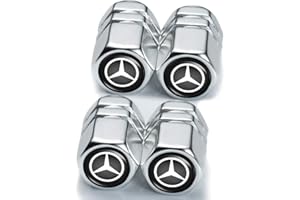 GENERIC Tire Valve Stem Cap Cover for Mercedes Benz A C E S Class Series GLK CLA GLA GLC GLE CLS SLK AMG Series Belt O-Ring Seal Corrosion Resistant tire Valve caps 4 Pack Silvery
