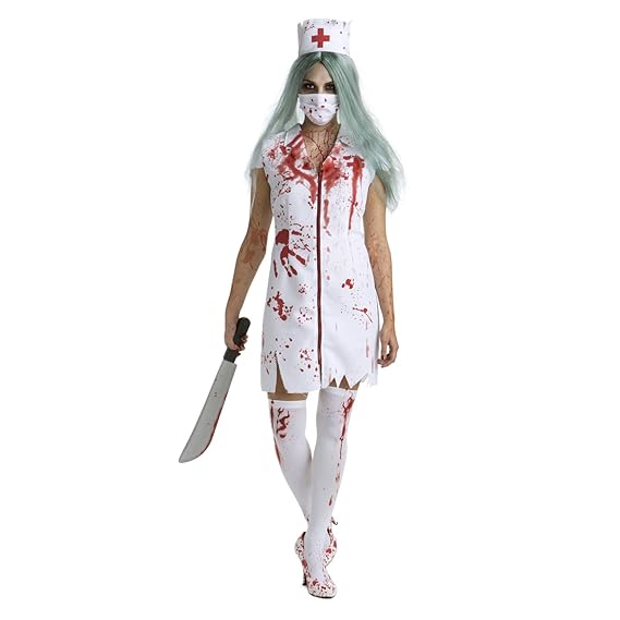 Morph Damen Zombie Krankenschwester Kostüm Blutig Krankenhaus Halloween Kleidung - X-Groß