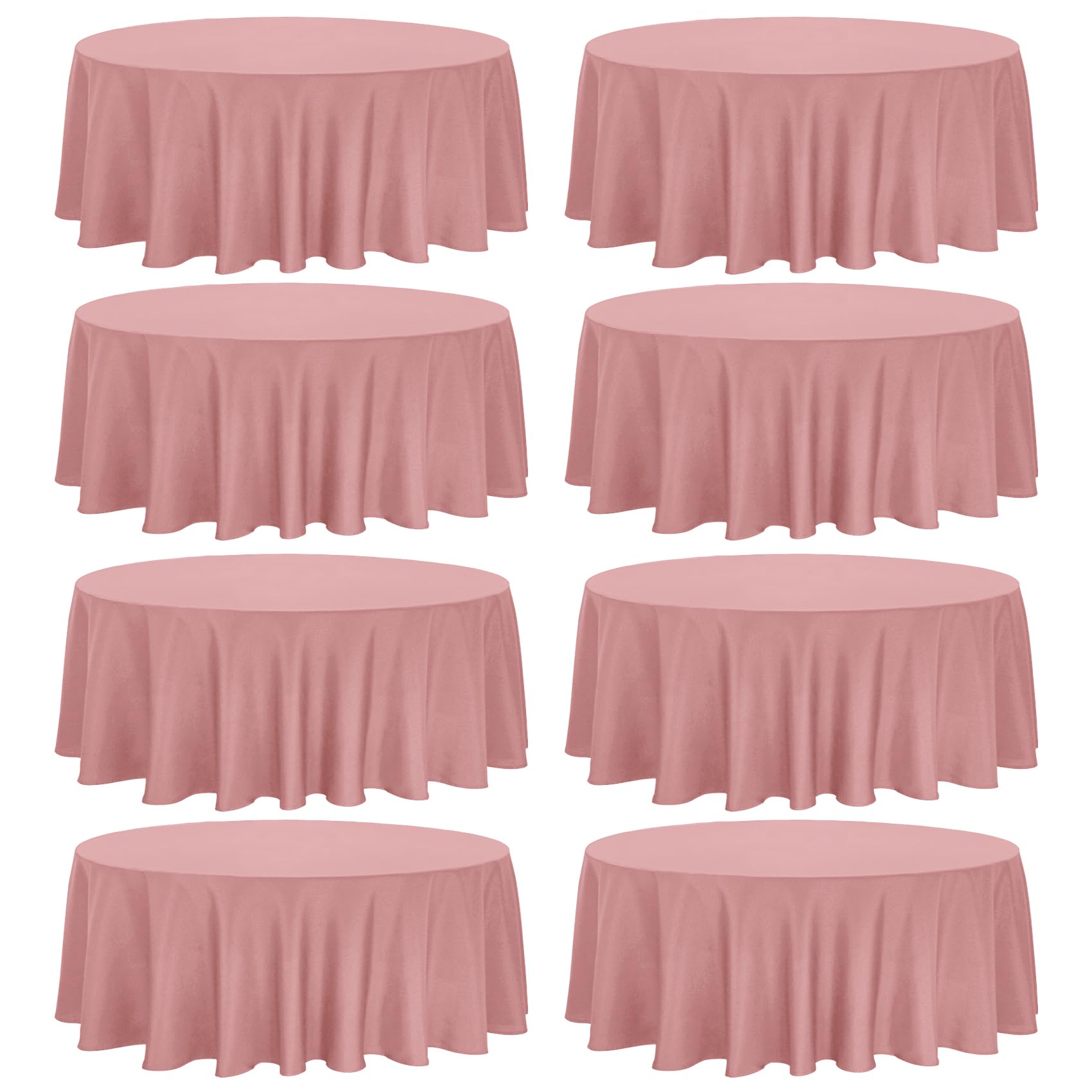 Photo 1 of 8 Pack Premium Round Tablecloth 90 Inch Round Table Covers Bulk Washable Polyester Fabric Round Table Clothes for Wedding Party Reception Banquet Buffet Restaurant (Dusty Rose, 90 Inch)