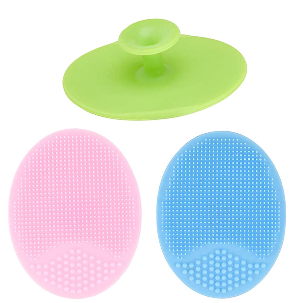 3 Pcs Silicone Facial Cleansing Brush,Handheld Face Scrubber for Women,Exfoliator and Blackhead Removing for Sensitive Skin: Beauty