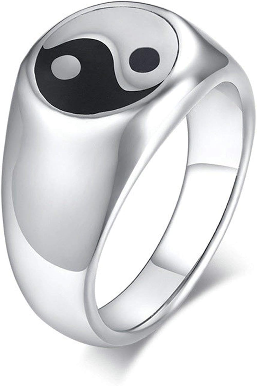 AMDXD Stainless Steel Wedding Bands Silver Yin Yang Pattern for Men
