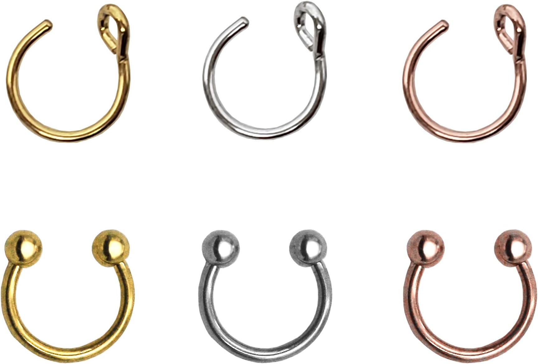 Fake Hoop Nose Rings | Surgical Steel Faux Piercing Jewelry | No Hole, Clip On | Comfortable Fit | Unisex for Men, Women