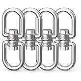 Double Eye Swivel, 304 Stainless Steel Eye to Eye Swivel Ring Dismounting Ring Connector Hardware Double Ended Swivel Hooks Carabiner Swivel Tree Swing Shackle Suspension (M6-4PCS)