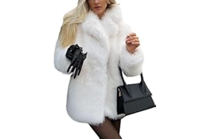 Arssm Women's Faux Fur Coat Long Sleeve Fluffy Jacket Open Front Furry Winter Warm Lapel Shaggy Coat Outwear