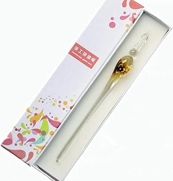 Amazon Tsucia ガラスペン 万年筆 ねじり ペン 手紙 便箋 イラスト 透明 文房具 なめらかに書ける筆感 ハンドクラフト イェロー デスクペン 文房具 オフィス用品