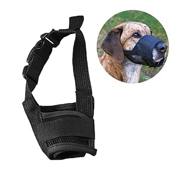 Futaba Dog Adjustable Anti Bark Mesh Soft Mouth Muzzle - Black - Small