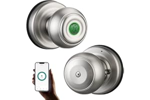 WAH YUE HING Fingerprint Door Knob, Smart Biometric Fingerprint Door Lock with App Control, Keyless Entry Door Lock for Bedroom/Office/Hotel/Apartment.(Sliver)