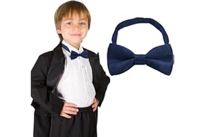 Mantieqingway Bow Ties for Boys, Pre-Tied Adjustable Tuxedo Solid Color Kids Bowtie for Wedding Prom Party Graduation Casual