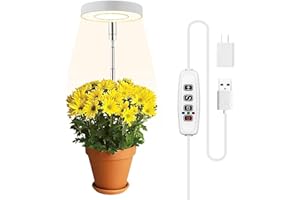 WaterRebirth 3.5 inch Grow Lights for Indoor Plants,Large Plant Light with 3 Timers, 10 Level Dimmable Brightness, Full Spectrum Plant Lamp, Height Adjustable for Tall Plants