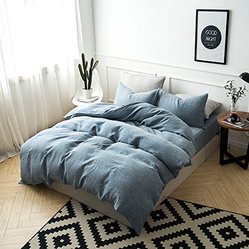 Lausonhouse 100% Linen Duvet Cover Set - Full/Queen - Chambray Blue