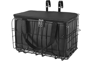ARTGEEKER Adult Bike Basket, Bike Basket Front/Rear, Folding Bicycle Basket with Removable Waterproof Liner Bag, Bike Baskets for Adult Bikes and Electric Bike Carrying Pets, Fruit & Grocery