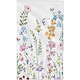 BOGOSERY Colorful Flower Boho Floral Bathroom Bath Hand Towels, Watercolor Wildflower Blossom Wash Towels, Spring Blooming Wild Flowers Theme Kitchen Dish Towel for Bathroom Sports Hotel Gym Spa