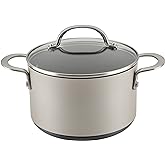 Anolon Achieve Hard Anodized Nonstick Saucepot with Lid, Aluminum, 4 Quart, Silver