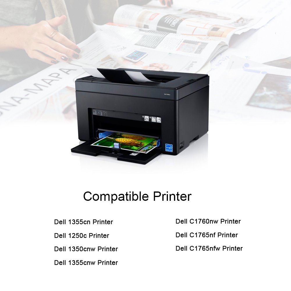 Amazon.com: 7Magic Compatible for Dell C1760nw 1250c 1350cnw 1355cn 1355cnw  C1765nf C1765nfw Toner Cartridge Replacement for Dell Color Laser 1250c, ...