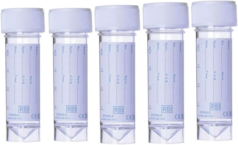 Noondl 5 Pack Urine Sample Bottles 30ml Clear Plastic Screw Top with Labels