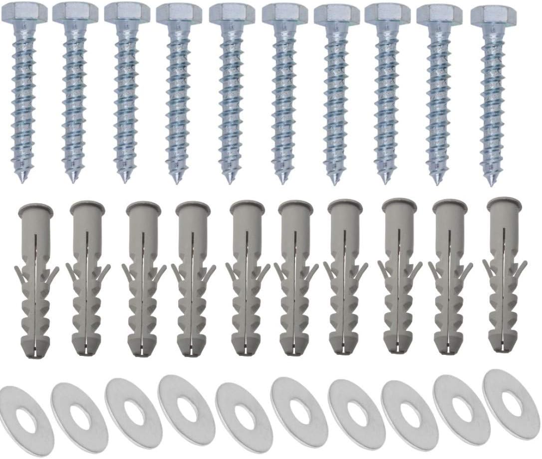 Inbrackets Heavy Duty M8 x 50mm Masonry Brick Wall Fixing Screw Bolts with Plugs & Washers for Aerial Satellite Sky Dish Tv Bracket Fence Shelves Mounting (Pack of 10)