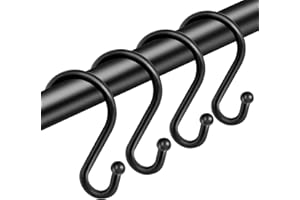 Shower Curtain Hooks Rings, Stainless Steel S Shaped Shower Hooks Rust Proof, Metal Shower Curtain Hangers for Shower Curtain