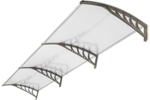ANTSKU 120" x 40" Door Window Awning Exterior, Polycarbonate Cover Entry Door Outdoor Patio Awning Canopy, Front Door Overhang Awning for Sun Shutter, UV, Rain and Snow Protection, Hollow Sheet (Clear Board)