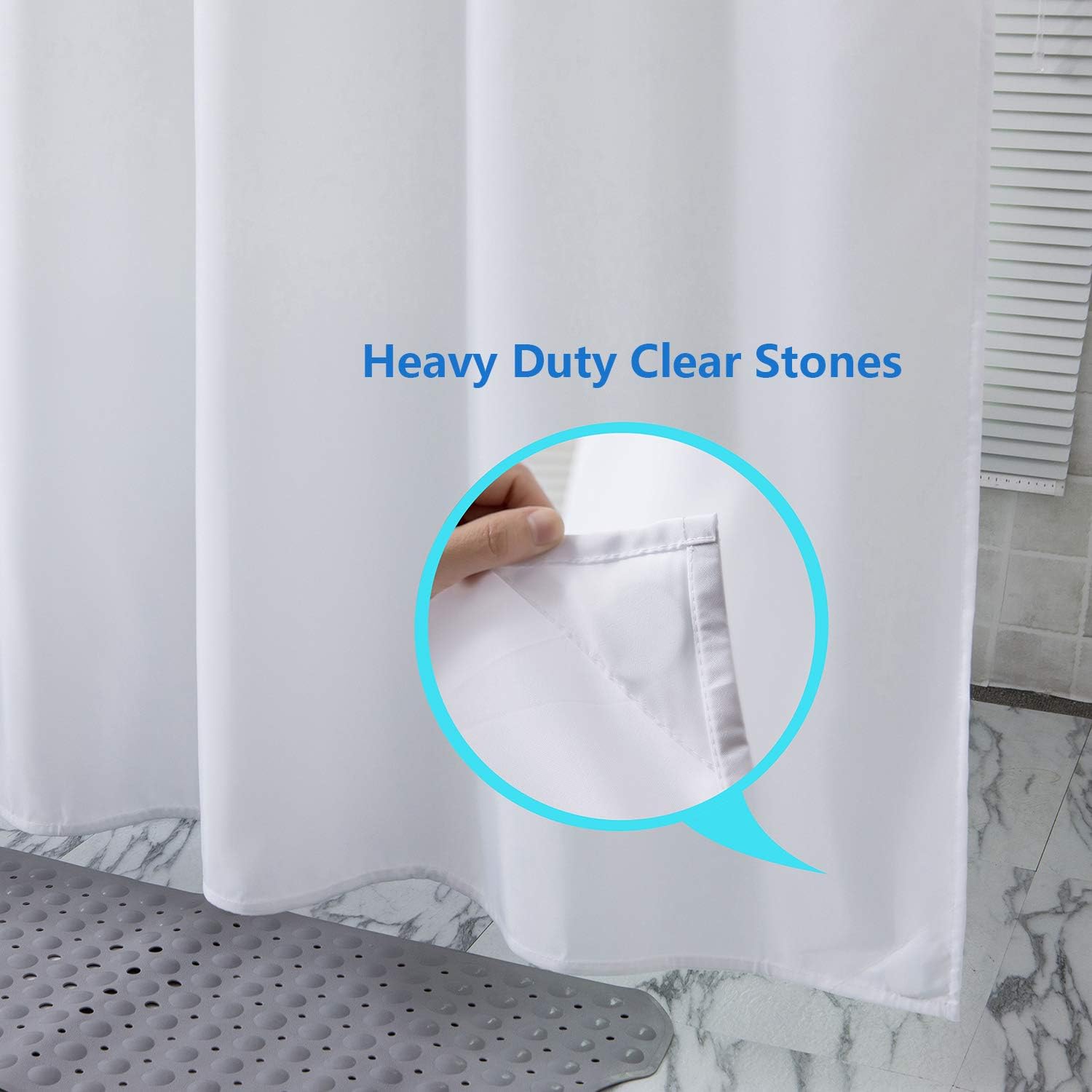 Amazer Fabric Shower Curtain Liner, White Polyester Fabric Shower Curtain Liners Bathroom Shower Curtains, Water Proof, Hotel Quality, 72 x 72 Inches: Kitchen & Dining