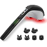 Snailax Cordless Handheld Back Massager with Heat, Deep Tissue Percussion Massager, 3 Sets of Dual Pivoting Heads,Rechargeable Hand Held Massager for Neck,Back Shoulder,Calf,Legs