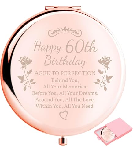 60. Geburtstag Make-up Spiegel Roségold – Kompakt, Doppelseitig, Mit Persönlicher Gravur