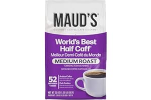 Maud's Half Caff Medium Roast Ground Coffee, 1 Bag, (20oz), 100% Arabica Coffee, 52 Servings