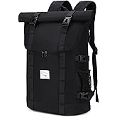 Kasqo Rolltop Backpack, Water-Resistant Backpack with Laptop Compartment for 15.6 Inch Computer Men Women 26L-33L Daypack