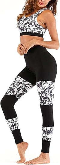 Amazon 女性用ワークアウトセット ヨガハイウエストアスレチックシームレストップスレギンススポーツブラジム服 ヒョウ柄 S シャツ 通販