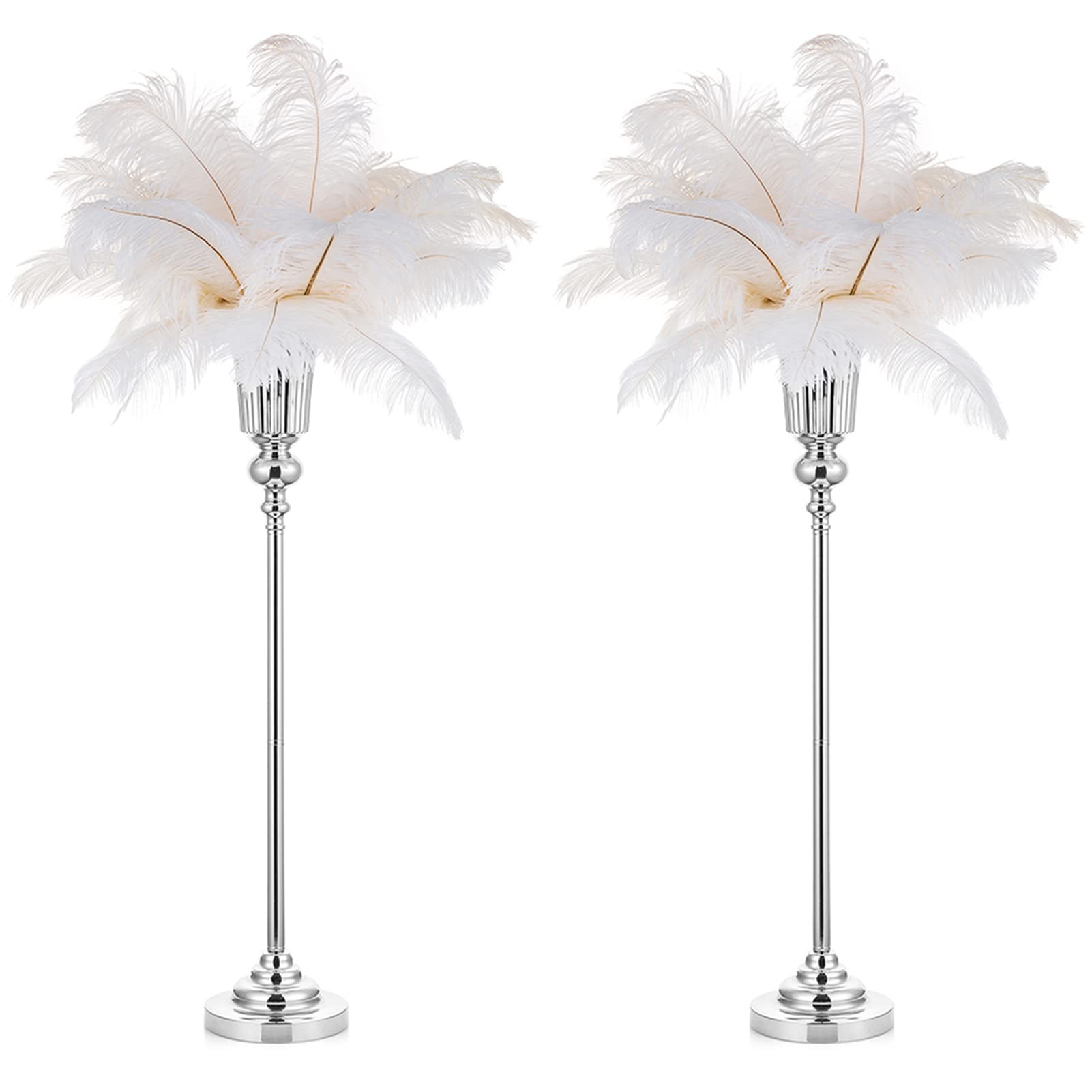 NUPTIO Tall Silver Vases for Centerpieces: 2 Pcs 77.5cm Wedding Table Centrepieces Trumpet Vase Metal Flower Stand for Party Anniversary Ceremony Birthday Decorations