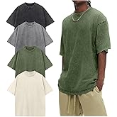 Arssm Oversized Tshirts for Men Acid Wash Loose Fit Vintage Cotton Heavyweight T Shirts Baggy Tees