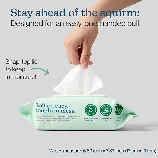 WIPEMATE EWG-VERIFIED PREMIUM BABY WIPES, 99% WATER-BASED, PLASTIC-FREE, ULTRA-SOFT PLANT-BASED WIPE, CHLORINE/ALCOHOL-FREE, PH-BALANCED, HYPOALLERGENIC CRUELTY-FREE WITH DURABLE FLIP-TOP LID 80-CT