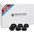 SONICFOAM Memory Foam Earbud Tips - Premium Noise Isolation, Replacement Foam Earphone Tips, 3 Pairs for in Ear Headphone Earbuds (SF4, S/M/L, Black, Tester Pack)