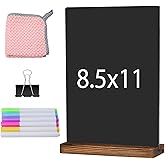 JDEA Desk Chalkboard Wood Sign Double-Sided Chalkboard with Wooden Base Decorative Chalkboards Message Blackboard (1 Pack 8.7x12)