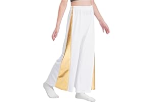 Sinleey Celebration of Spirit Loose Pants for Girls Kids Wide-Leg Liturgical Praise Dance Palazzo Pants