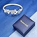 Menton Ezil 18K White Gold Plated Heart By Heart CZ Diamonds Accent Bangle Bracelets Jewelry for Women Love Design