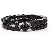 Beaded Bracelets for Men - Inspirational Bracelets - Handmade Natural Stone Stretch Bead Bracelet Men Fathers Day Thanksgiving Christmas Birthday Gifts for Men