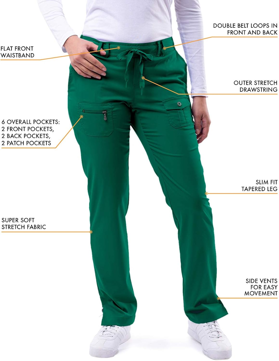Adar Pro Everyday Expert Scrub Set for Women - Curved V-Neck Scrub Top & Tapered Drawstring Scrub Pants: Clothing
