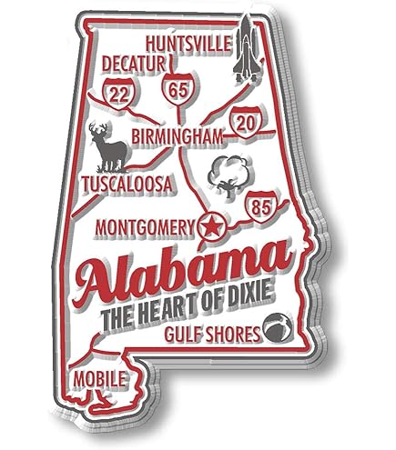 Alabama State Elements Map Fridge Magnet – Collectible Souvenir, PVC Material
