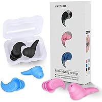 Ear Plugs for Sleeping, Noise Canceling earplugs, Reusable Flexible Silicone Quiet, Keyouhe 3 Colors Waterproof Noise…