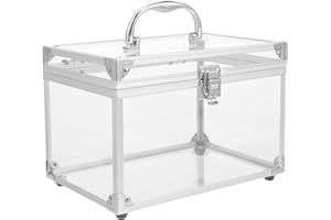 GETAJGHSD Acrylic CD Storage Box with Lid, Large Dvd Organizer Container for Home Use, Portable White Disc