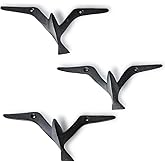 Ambipolar Iron Cast Decorative Gull Bird Wall Mounted Coat Hooks, Black, Set of 3