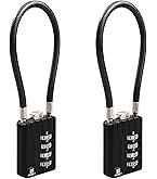 RESET-192 4 Digit Combination Padlock With 10cm(4 Inch) Cable,Travel Lock For Luggage,Suitcase,Baggage,Backpack,Toolbox,Case,Black,1 Pack - View #8