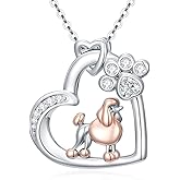 Poodle Necklace for Women 925 Sterling Silver Dog Poodle Pendant Necklace Jewelry Gifts for Women