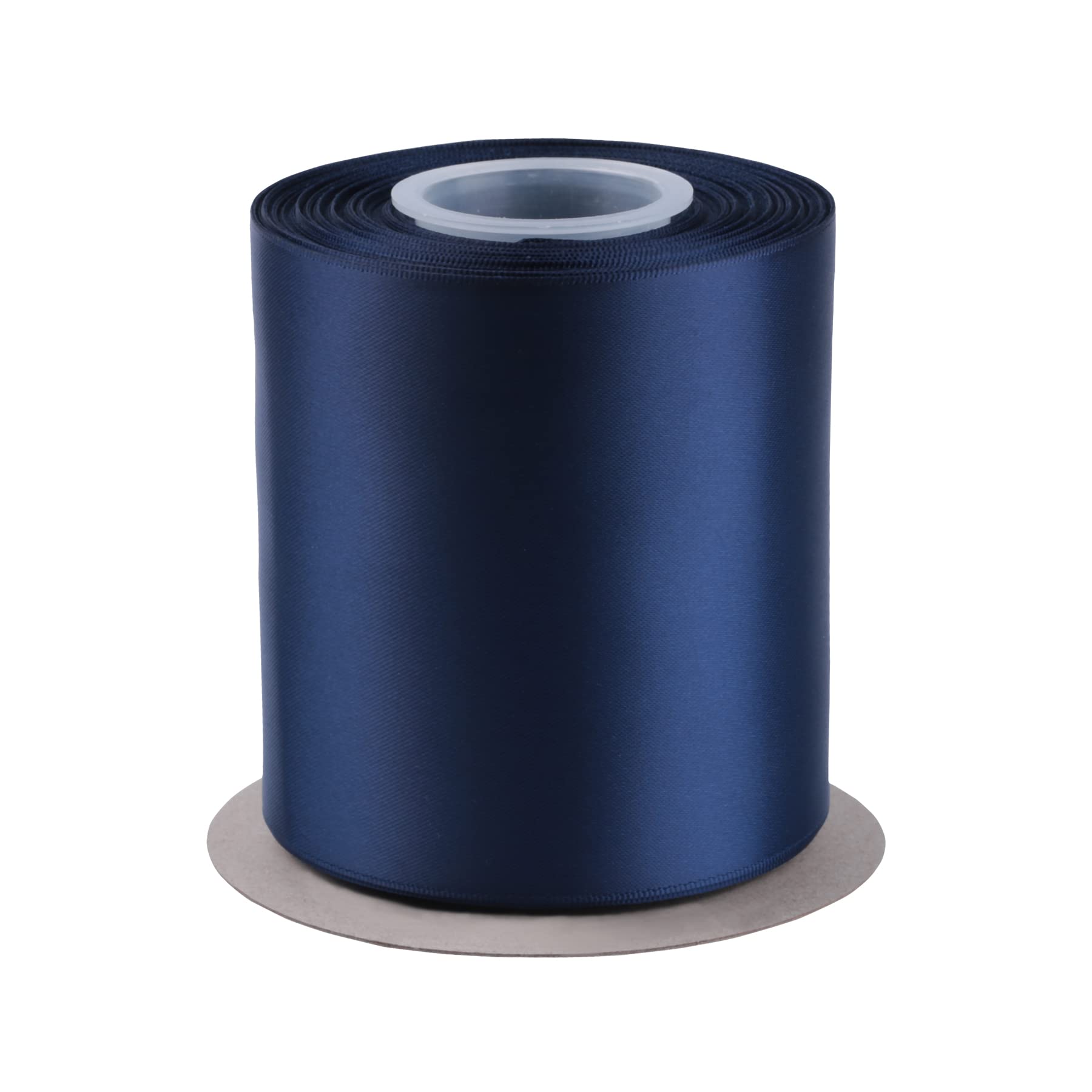Fondersy 100mm X 22M Double Faced Satin Ribbon Navy Polyester Ribbon for Gift Wrapping Wedding Decoration Floral Arrangement Crafts